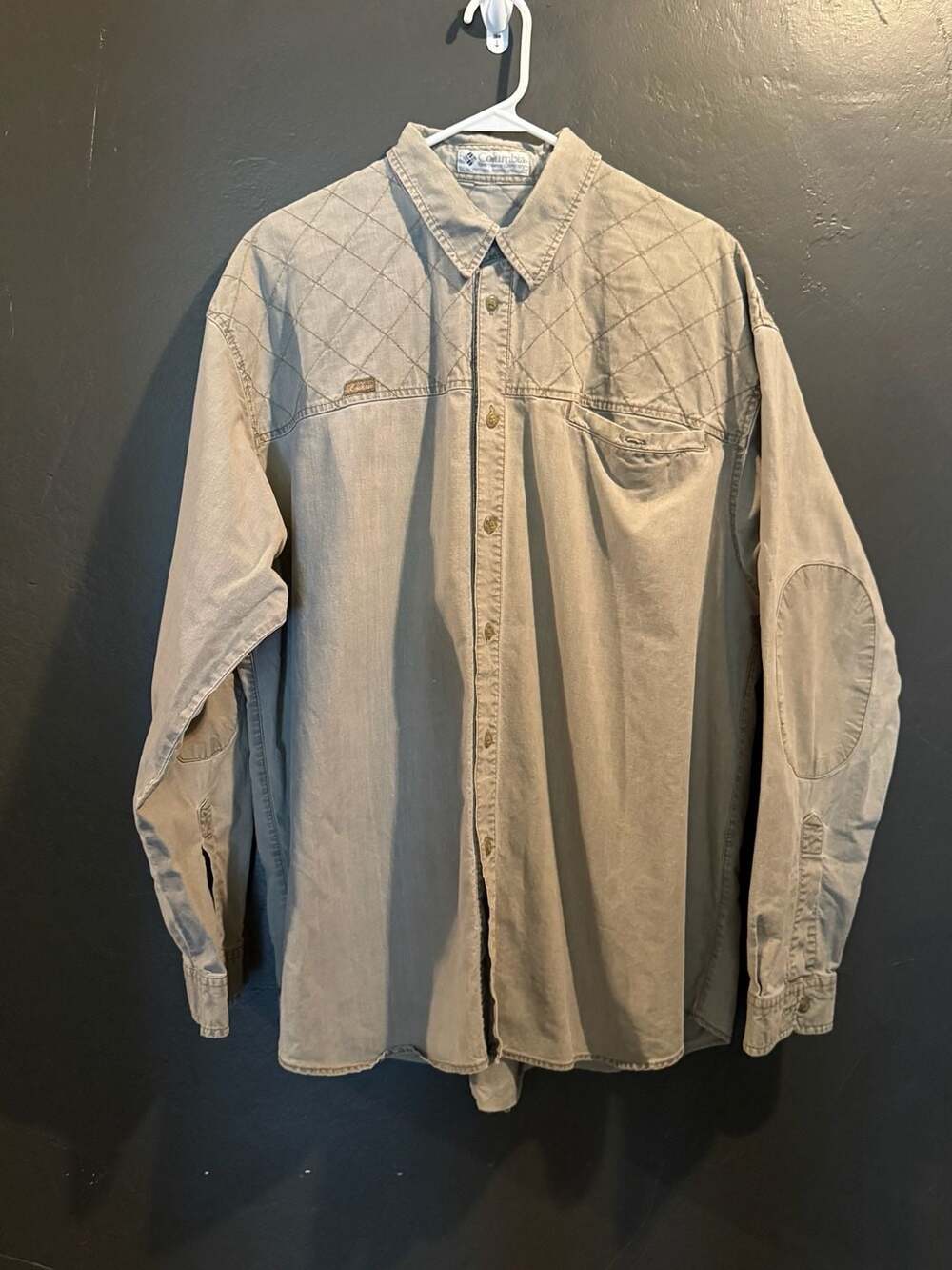 Vintage Columbia Sportswear Quilted Shoulder Button Down Shirt XXL
